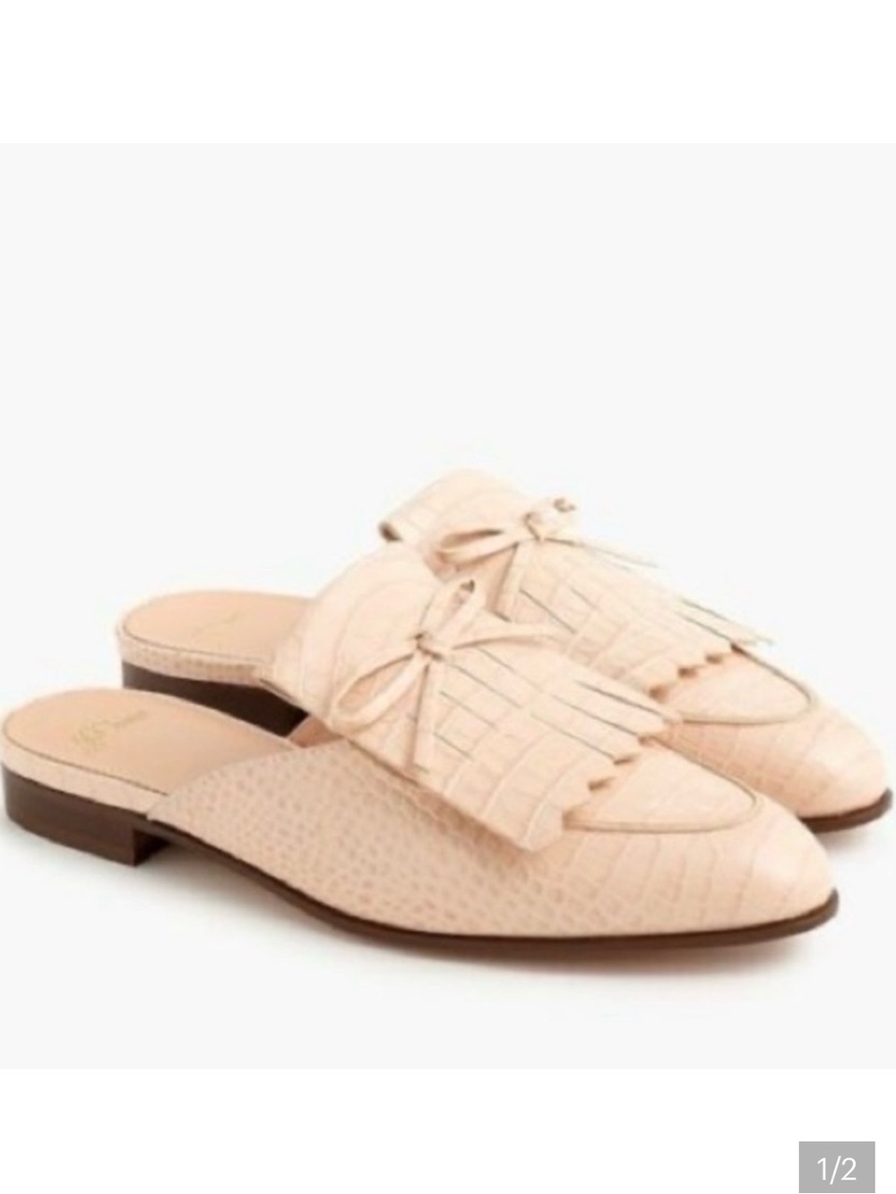 J. Crew Kiltie Academy Penny Loafer Mules In Soft Pink Size 7